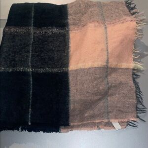 Madewell Soft Pink and Black Scarf wool blend XL